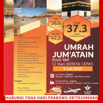 Paket Umroh Plus Thaif 2025 Program 12 Hari Jumatain KC