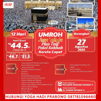 Paket Umroh Plus Thaif 2025 Program 12 Hari Jumatain KC Hotel Bintang 5