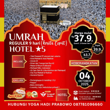 Paket Umroh Oktober 2025 Reguler 09 Hari *5 KC