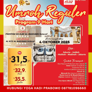 Paket Umroh Oktober 2025 Reguler 09 Hari *4 KC