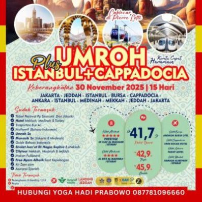 Paket Umroh Plus Turki Cappadocia 15 Hari 2025