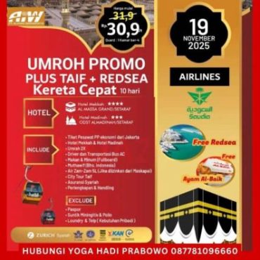 Biaya Umroh Murah 2025 Plus Thaif (KC)